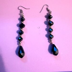 Beautiful drop deep charcoal colored earrings